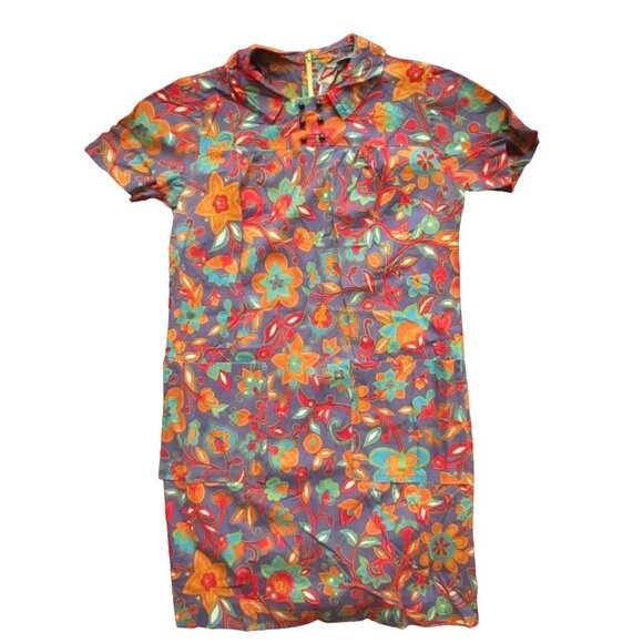 Vintage Housedress 1960's Dress MCM 8 Medium 50's Handmade Chore Pockets Zipback - Picture 9 of 9